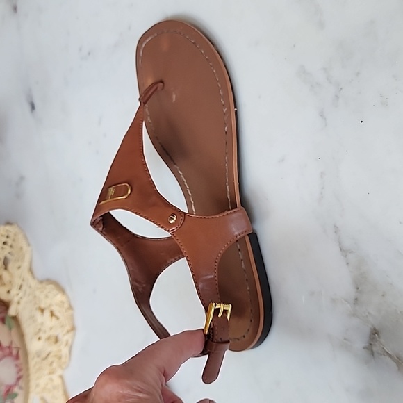 Ralph Lauren brown flat sandals size 7.5 B width - Picture 3 of 9